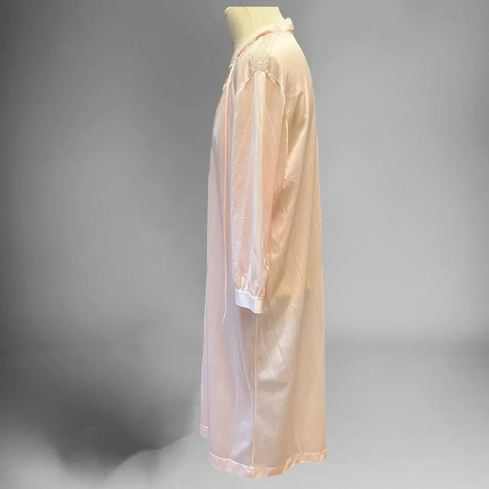 Silky Lace Rose Granny Button Down Sheer Nightgown